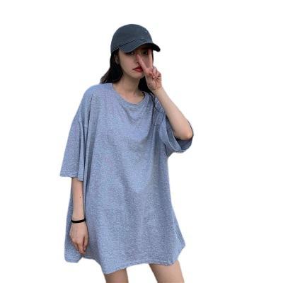 Summer New Couple Girlfriends Lazy Wind Clothes Missing Loose Medium and Long Short-sleeved T-shirt Women's Clothing