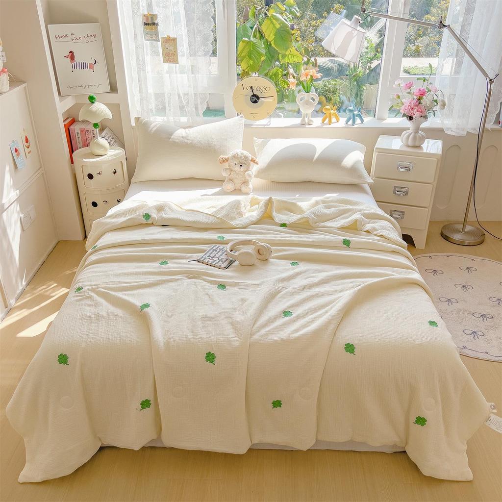 Modern Minimalist Soy Fiber Quilt - Pure Cotton, Washable, Wrinkle-Resistant Summer Blanket