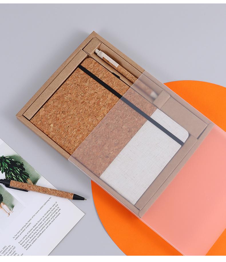 A5 Coffee Cork Texture Notebook Gift Set with Custom Logo Printing