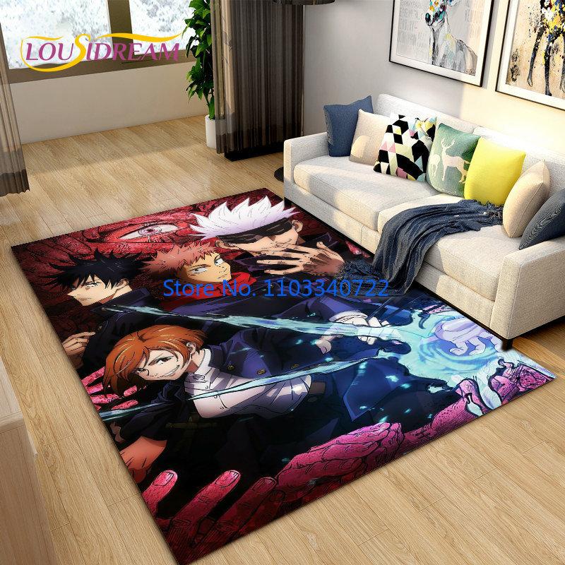 Jujutsu Kaisen Anime Cartoon Area Rug Carpets 120x160cm Decor for Living Room Children's Bedroom Sofa Bathroom Kids Floor Mat