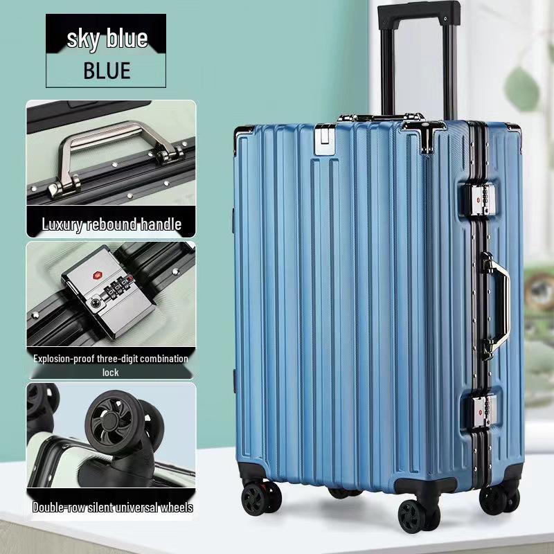 24-Inch Women's Silent Wheeled Suitcase: Durable Aluminum Frame, Large Capacity, Carry-On with Password Lock