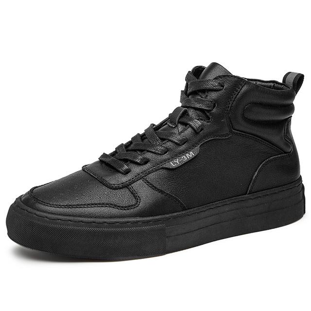 New Genuine Leather Men Shoes High Quality Fashion White Shoes Man High Top Sneakers Lace -Up Luxury   Mens Casual Shoes