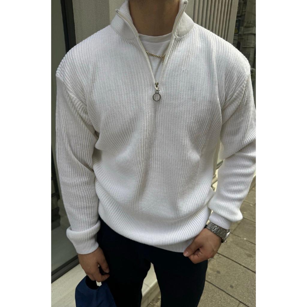 Men's Half Zipper Stand Collar Thick Sweater Knitwear