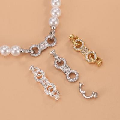 DIY Beaded Pearl Jewelry Set: S925 Silver Double Tail Buckle with Micro-set Zirconia