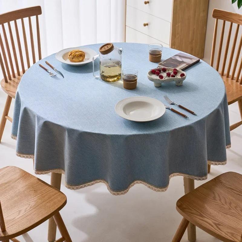 Modern Minimalist Solid Color Round Tablecloth Thickened Multi-color Hanging Ear Tablecloth Options Dust Anti Slip Table Cover