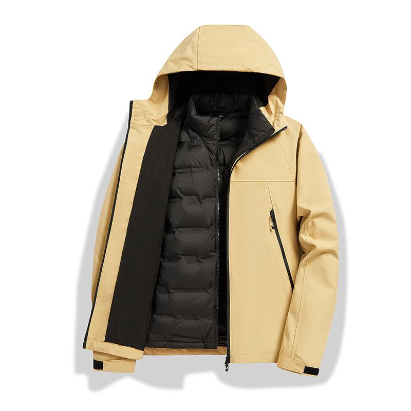 Men's Three-in-one Removable Down Jacket, Women's Outdoor Windproof and Waterproof Travel Hiking and Mountaineering Jacket