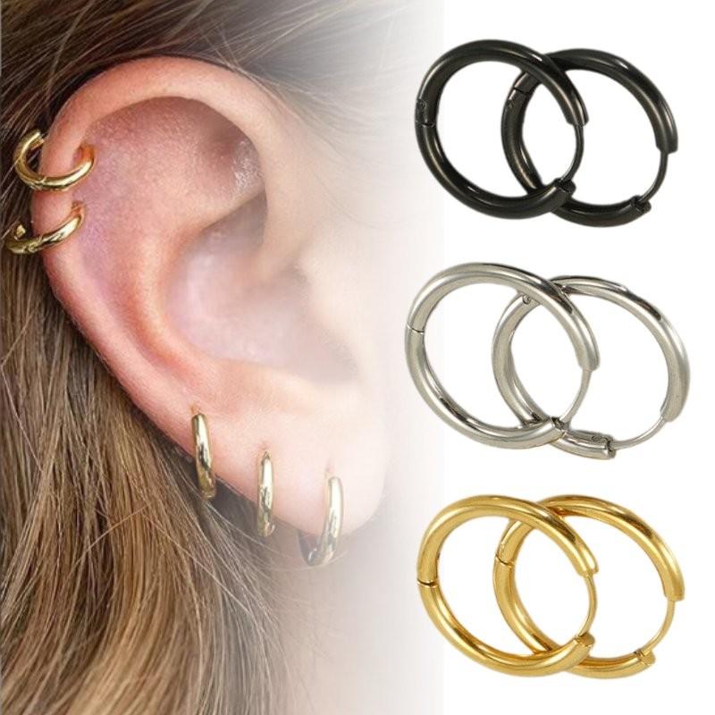 Schicke runde Ohrringe aus Edelstahl für Damen und Herren mit robustem Design