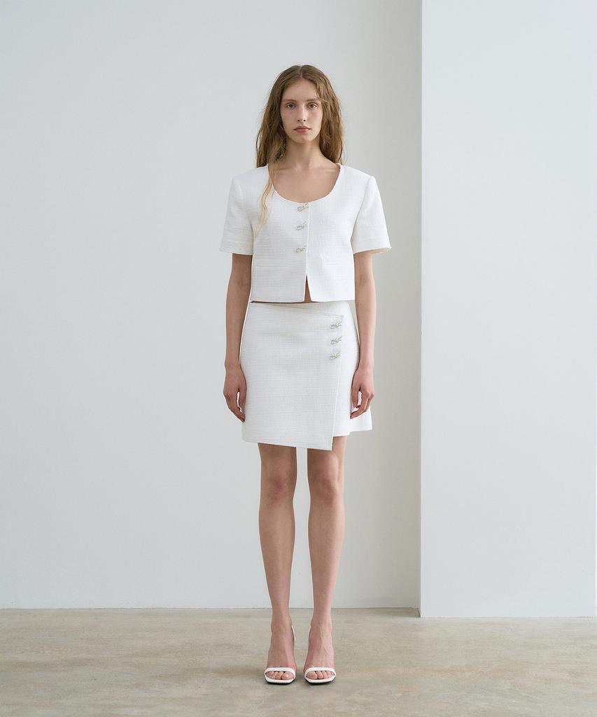 Rene J Tweed Wrap Mini Skirt