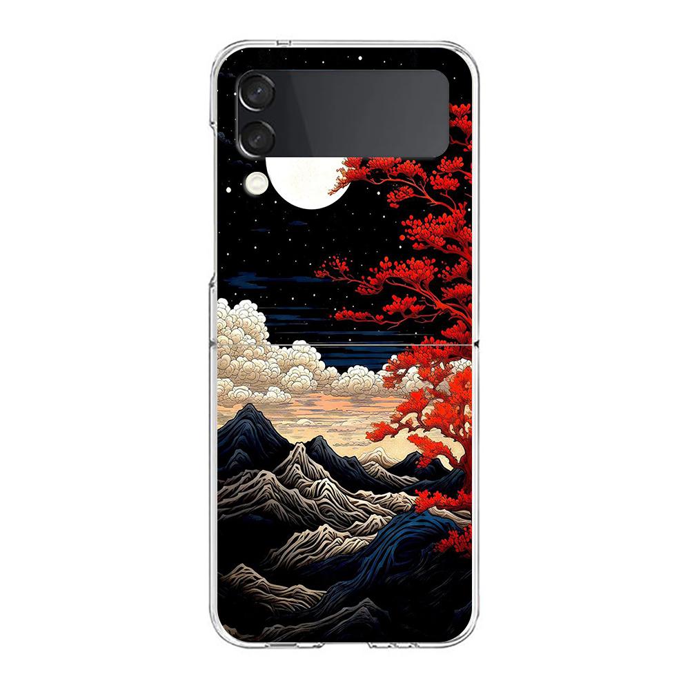 

Landscape Painting Hard PC Phone Case For Samsung Galaxy Z Flip 5 4 3 Transparent Cover For Galaxy Z Flip 6 Foldable Shockproof Z Flip 4