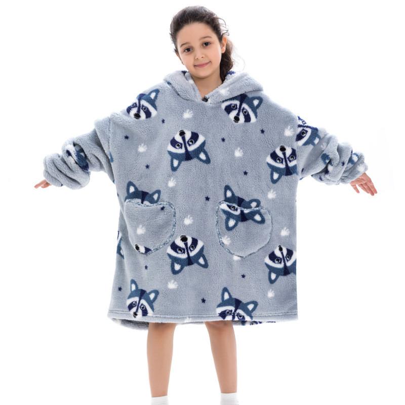 Delightful Large Wearable Blanket Sweatshirt For Kids Soft Warm Cozy Fabric With Fun Illustrations