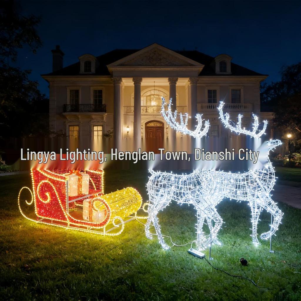 LED Christmas Deer and Cart Outdoor Decorative Lights