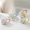 Hand-painted Pearlescent Glaze High-value Mug Household Tulip Ceramic Cup Water Cup Light Luxury Gift Cup