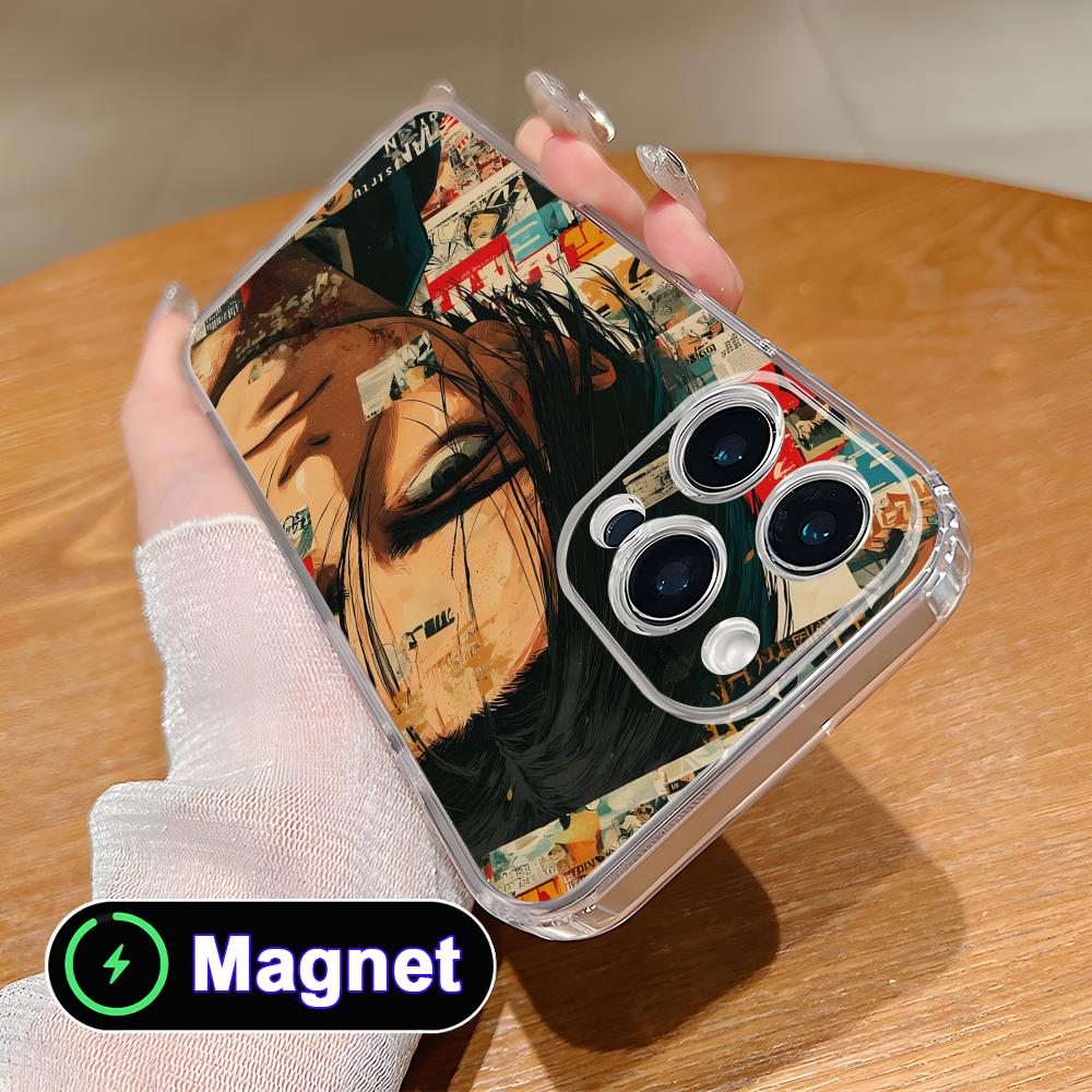 AOT Eren Yeager Clear TPU Magsafe Mobile Phone Case for iPhone 17 16 15 14 13 12 11 Air Pro Max Plus Mini Colorful Cover