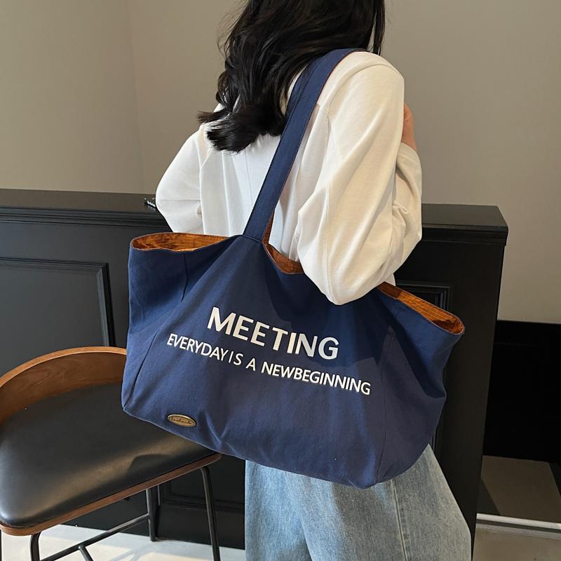 Double-Sided Tote Bag Women's Shoulder Bag Large Capacity Shopping Bag