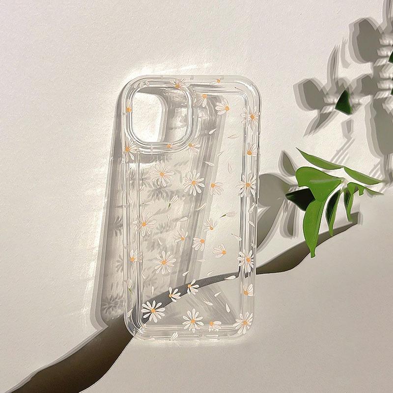 White Daisy Is Suitable for Apple 16promax Mobile Phone Case, Simple Flower iPhone15/14 Anti-drop Ins Wind