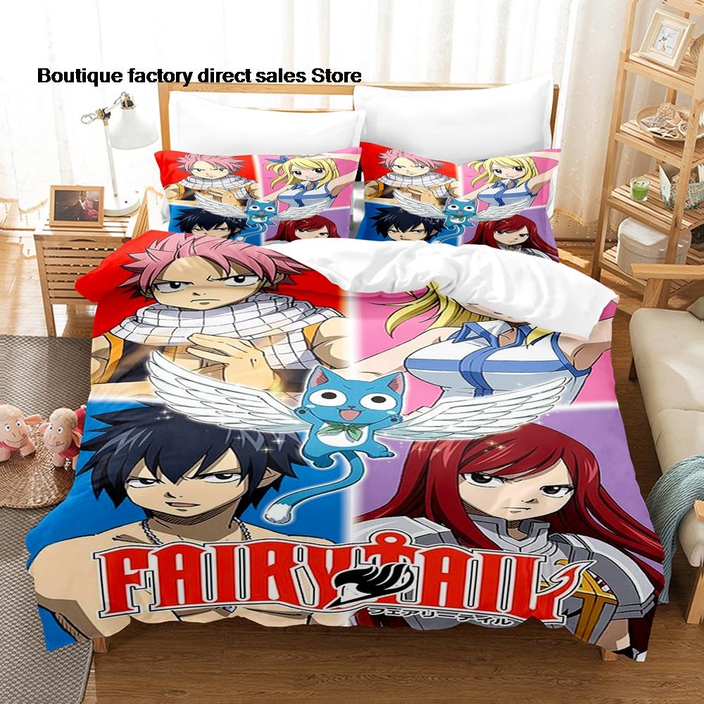 3D Printed Fairy Tail Anime Bedding Set Duvet Cover Pillowcase For Fans Bedroom Decor Twin Full Queen King Size Bed Linen