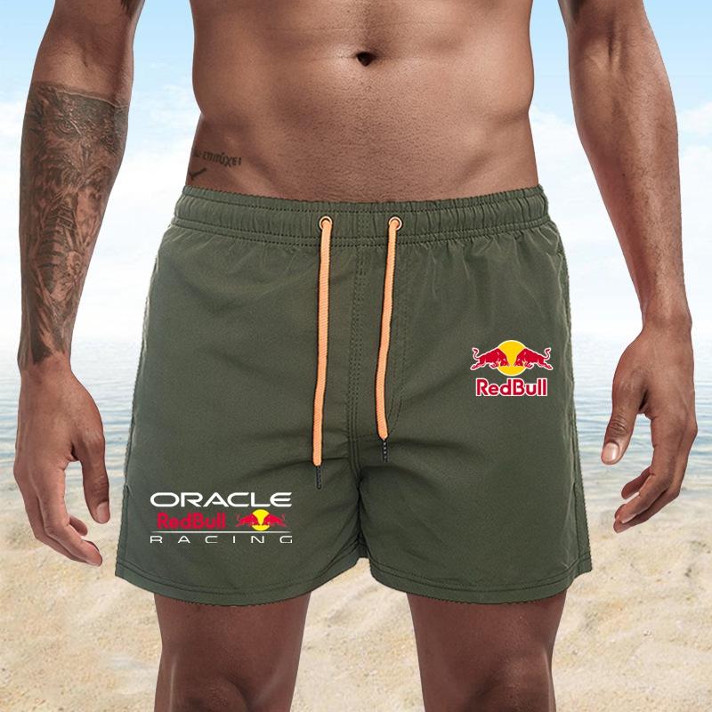 Red Bull Pantaloncini da Spiaggia da Uomo con Stampa F1 Asciugatura Rapida 2026 Costume da Bagno Estivo