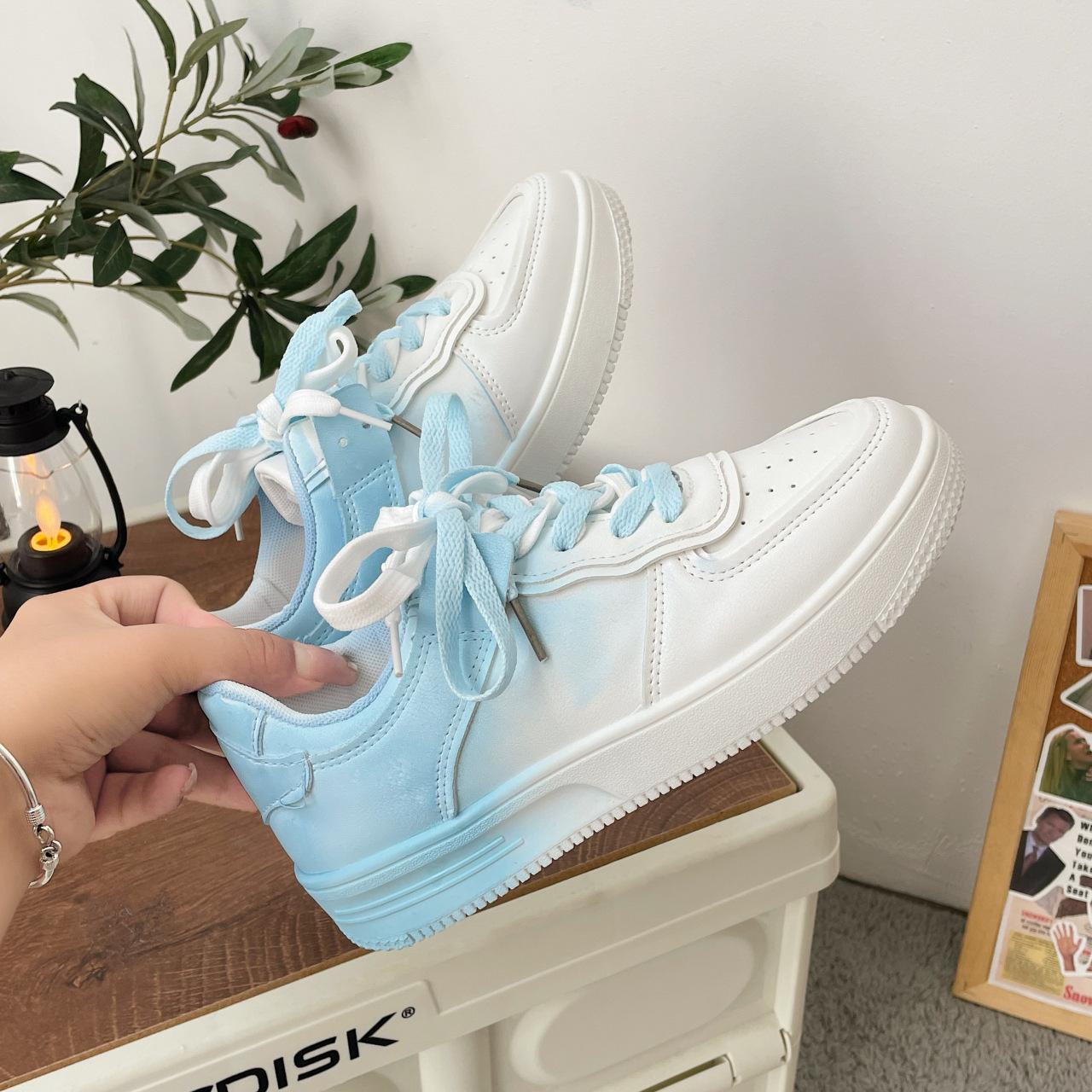 

Platform white shoes children s summer 2025 new Korean version ins tide board shoes student sports and leisure board shoes 40 небо синє кольору