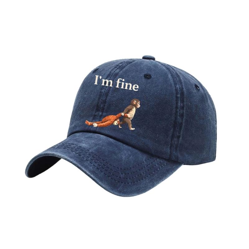 Punch Monkey Print Baseball Cap For Men And Women Unisex Adjustable Wash Cotton Sun Hat With Cartoon Pattern Daily Wear