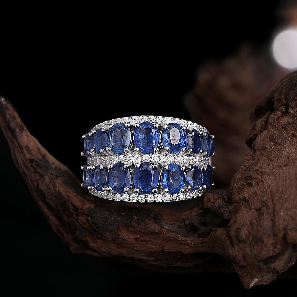 Exquisite 925 sterling silver women's ring fine jewelry for party gift, 5.33ct natural Kyanite stable emotions healing gemstones