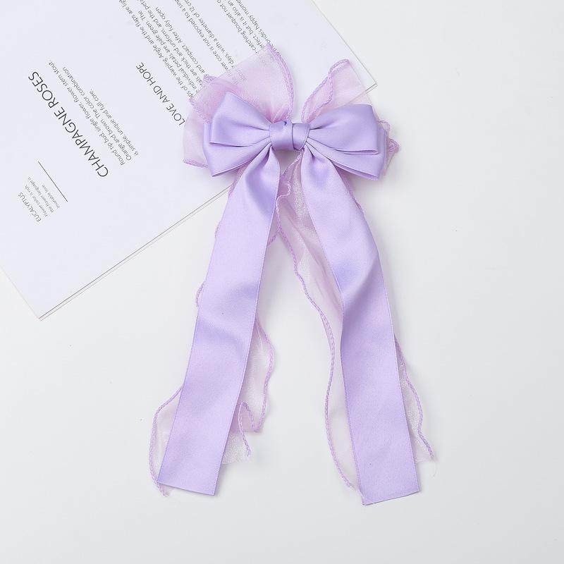 

Элегантная заколка для волос с двойным бантом феи для женщин - заколка для волос из органзы фиолетовый