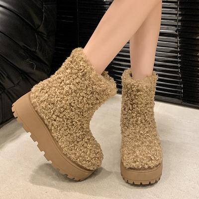 Femei Balerini cu Blană Gleznă Suedă Platformă Cizme de Zăpadă Pantofi de Bumbac de Pluș Brand Iarnă 2025 Tendință Cald Antiderapant Casual Fad Botas Mujer