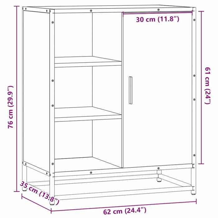 VidaXL Buffet chêne marron 62x35x76 cm bois d'ingénierie, armoire de rangement, meuble d'entrée, meuble d'appoint, meuble de 848998