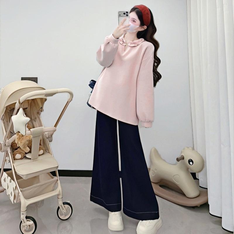 2026 Spring Korean Loose-Fit Maternity Hoodie Top, Plus Size X-Large