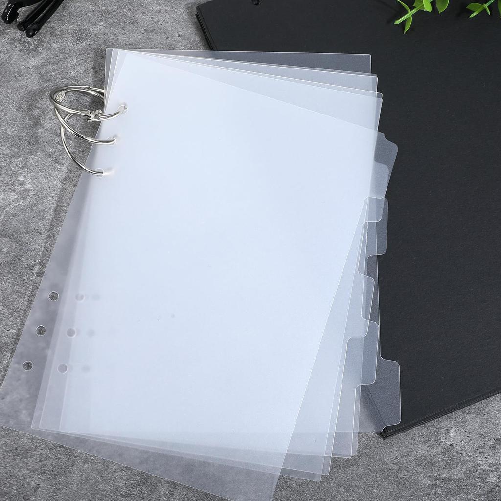 6pcs A5 Binder Dividers Planner Insets 6 Tabs Clear Acrylic Index Divider Refillable Page Protectors for 6 Ring Binder Notebook (A5)