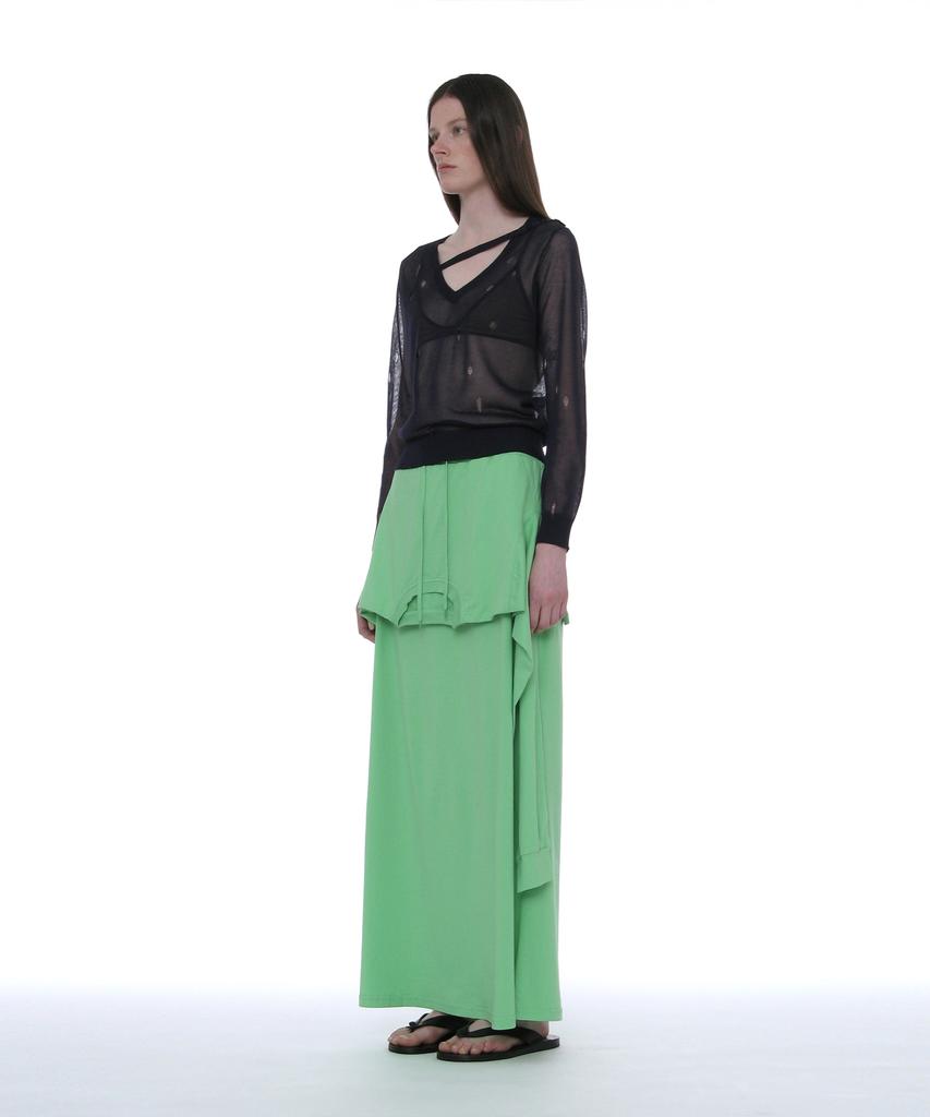 Partimento Woman Deconstructed Tee Maxi Skirt_Neon Green