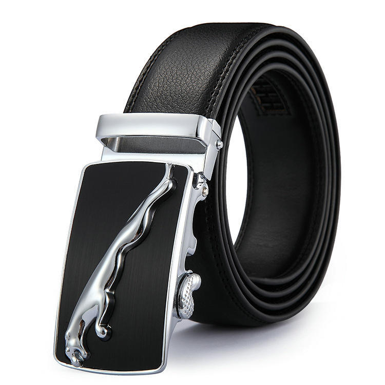 Two-Layer Leather Automatic Buckle Belt, Men'S Genuine Leather Belt, Casual Business Cowhide Belt