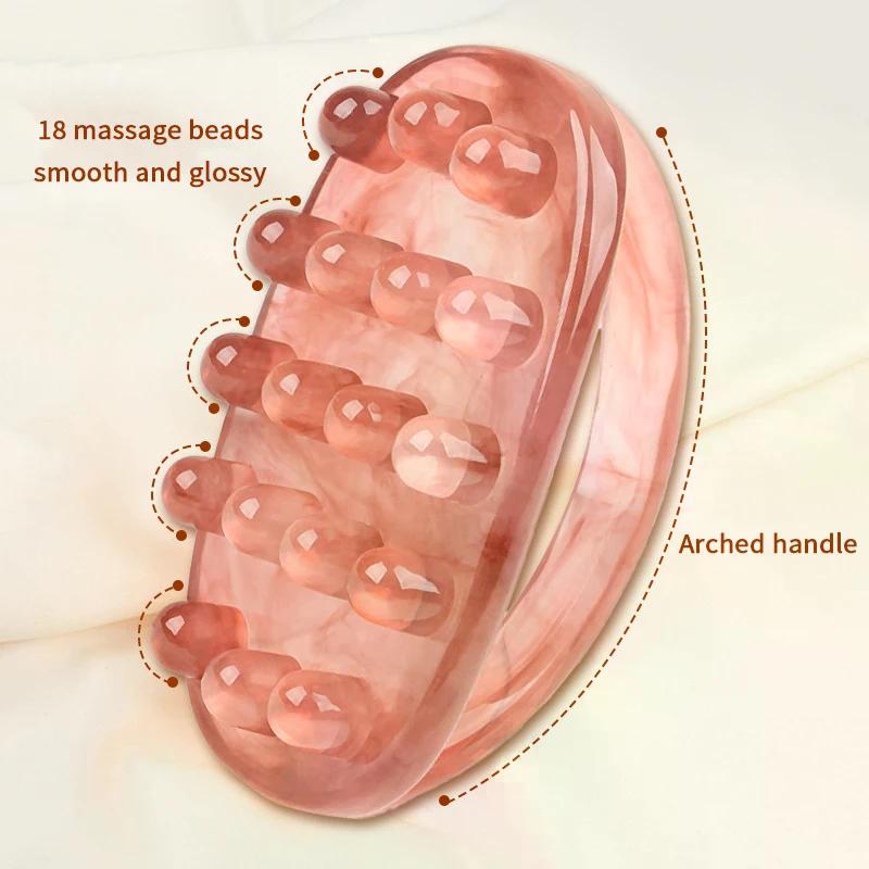 18 Beads Handheld Gua Sha Massage Roller Natural Resin Waist Neck Back Leg Body Meridian Scraping SPA Anti Cellulite Relaxation