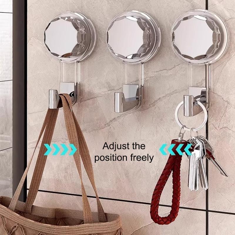 3pcs Removable Swivel Strong Suction Cup Hook Water And Moisture Resistant Suitable For Kitchen Bathroom