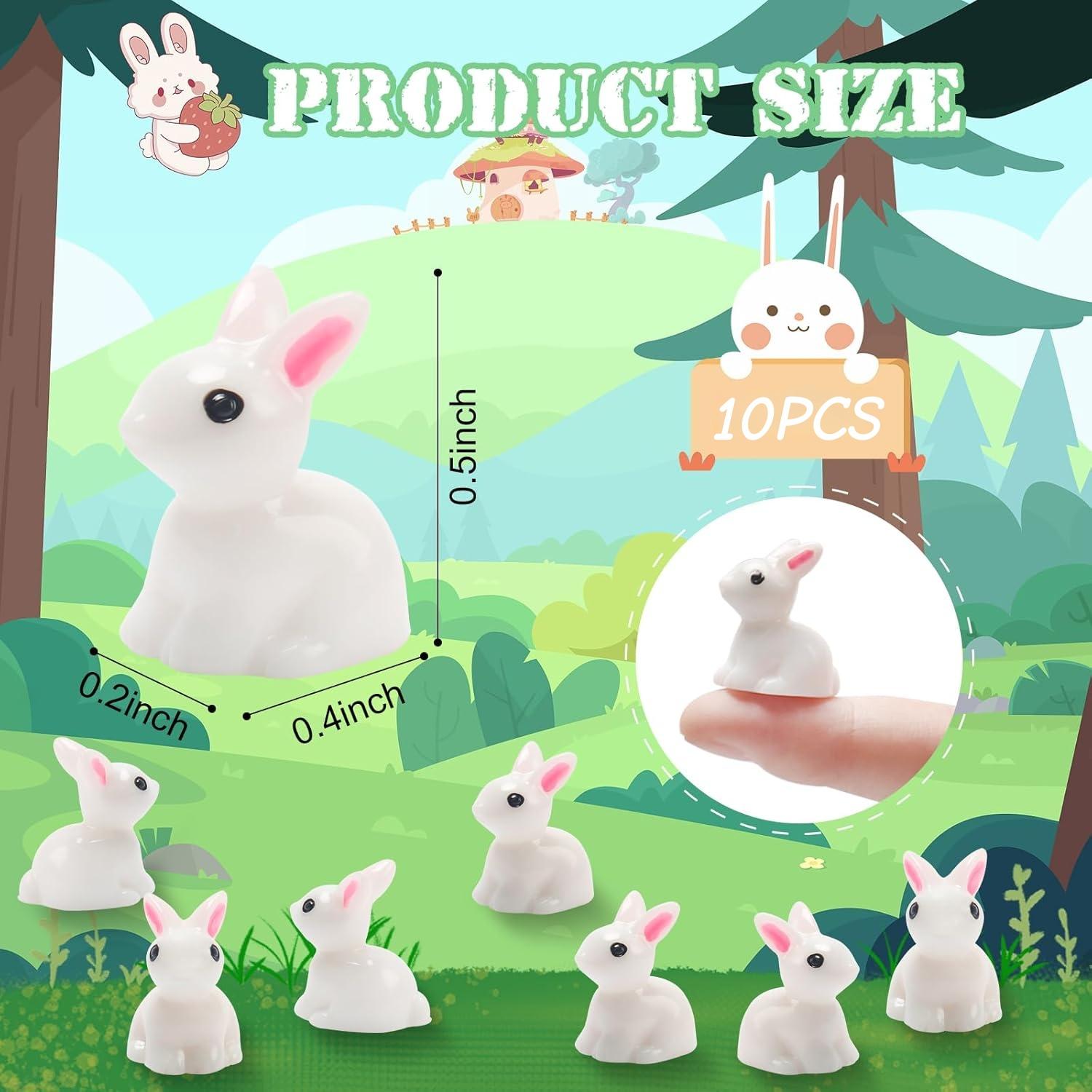 

10-50Pcs Rabbit Miniature Figurines Easter Bunny Mini Resin Animals Fairy Garden Miniature Ornaments for Easter Egg Fillers