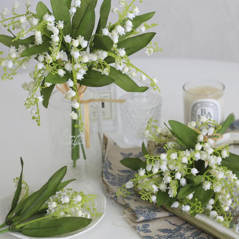 1/2/5Bundles Ins Style 6-Pronged Simulation Bell Orchid Home Soft Decoration Artificial Flower Bell Flower Wedding Celebration