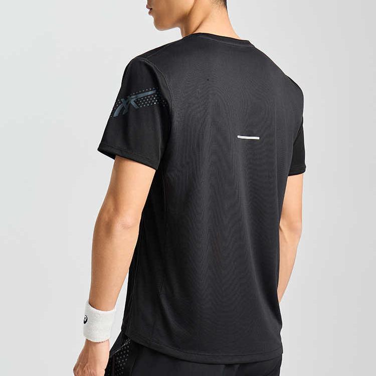 Asics Logo Print Crew Neck Drop Shoulder Short Sleeve T-Shirt Men Tops Black 2011C836-001