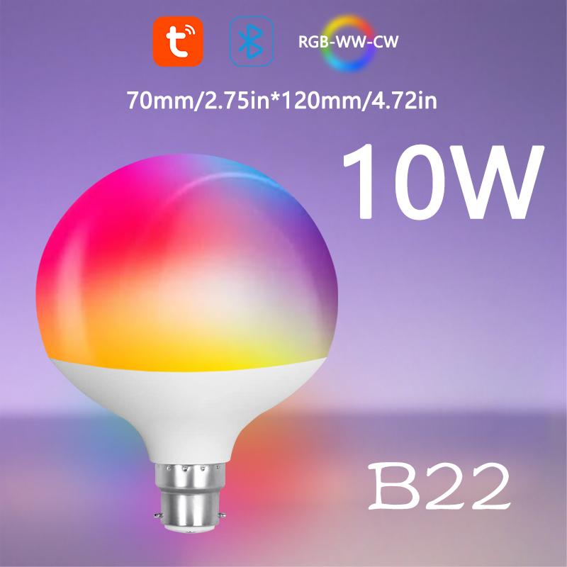 Tuya Smart Bluetooth LED Bulb 220V 10W12W E27B22 Base LED Light RGB Smart Life APP Remote Control Gateway Accessible