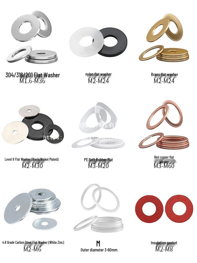 Толстостенная плоская шайба из нержавеющей стали 304 M3-M10 M6*10*0.5 (100 pcs)