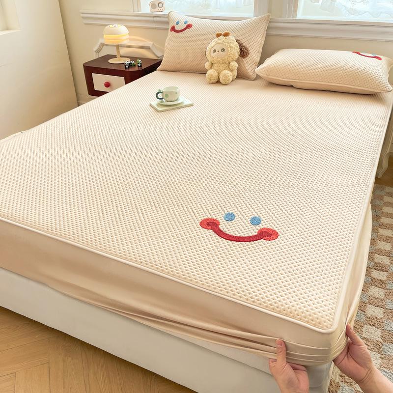 Spring & Summer Chenille Embroidery Quilted Fitted Sheet Mattress Protector