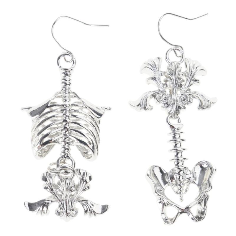 Готические Серьги-Скелеты Полый Дизайн Черепа Сплав Цинка Панк-Украшения Подарок для Женщин Висячие Серьги Золотой/Серебряный Цвет серебряный