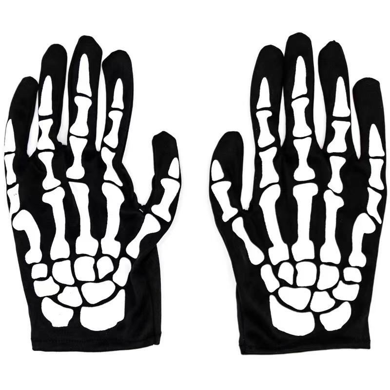 Halloween Gloves Black White Makeup Props Halloween Supplies Naturalness Skull Ghost Claw Gloves Festival Products