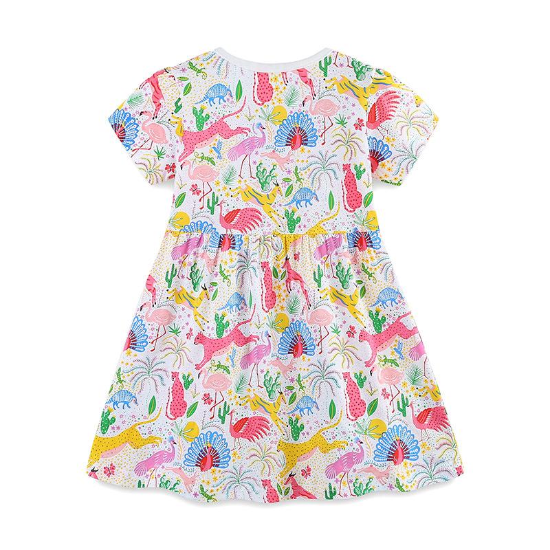 2024 Children Clothing Girls Dress Summer Fashion Cartoon Print Princess Dress for Girl and Toddlers Knitted Cotton Kids Dresses