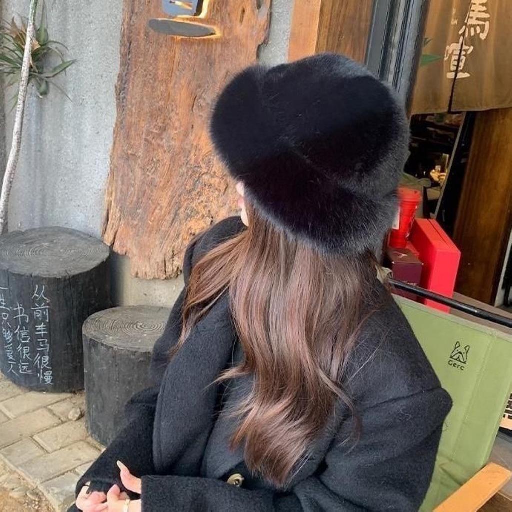Women's Winter Beret Fashion Versatile Thickened Warm Faux Fox Fur Mink Velvet Mongolian Hat