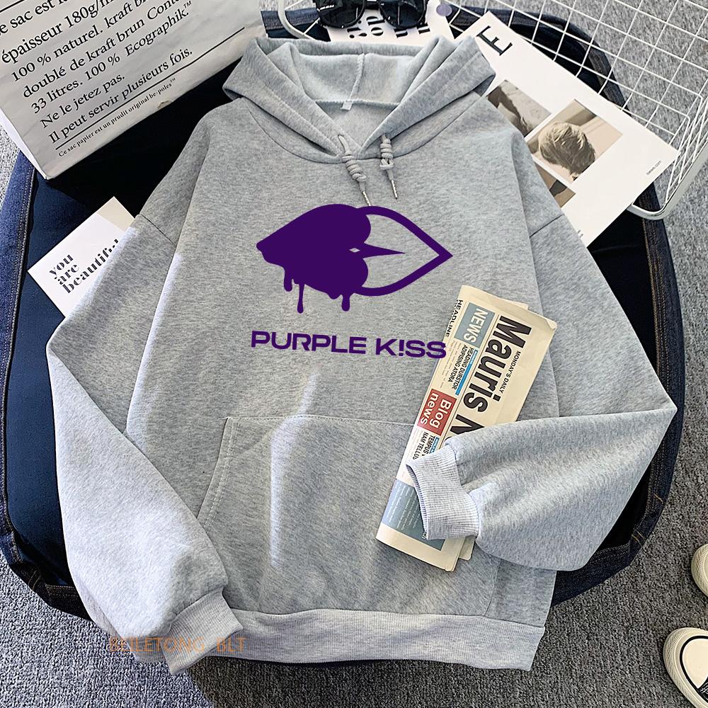 Purple Kiss Hoodies  Girls Band Graphic Printing Sweatshirts Spring Long Sleeve Hooded Pullovers Sudaderas Clothes