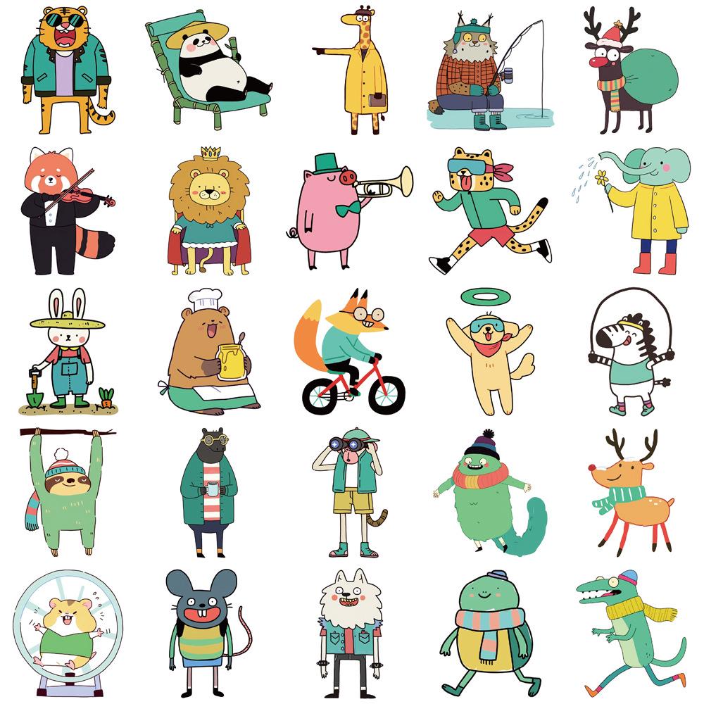 Funny Animal Clipart Stickers Set - 50 Sheets for DIY Phone Cases & Laptops