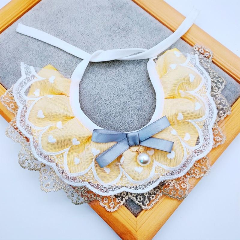 Cats Wedding Costume Princess Wedding Dress Bandana Collar with Delicate Lace Trim Ribbon Bowknot for Cats Only