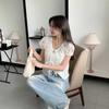 New ArrivalS Open Run Women S Lace Ribbon Strap Short Sleeve Cotton blouSe