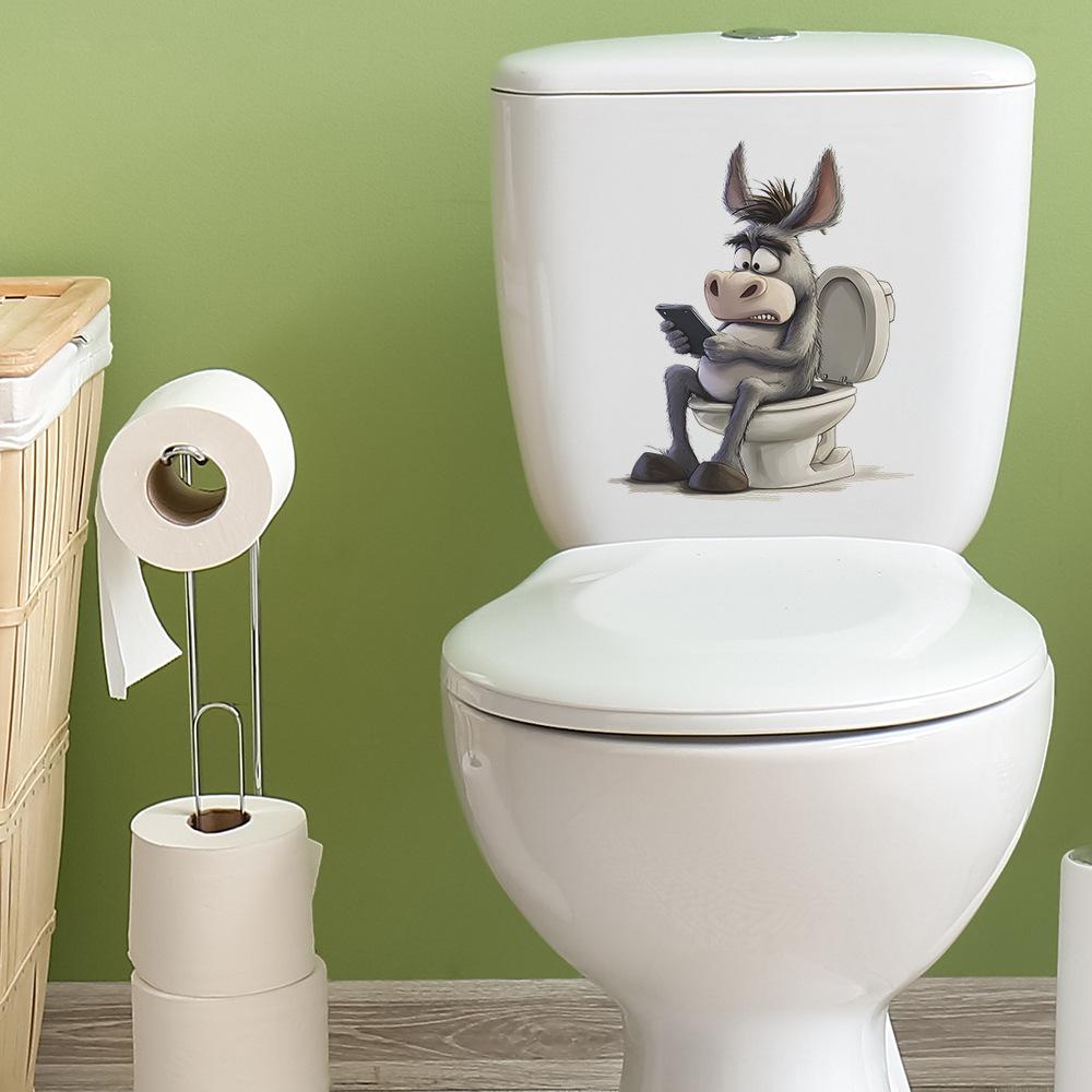 

Quirky Donkey Playing with Mobile Phone Toilet Bathroom Decorative Wall Stickers 25*29CM/fun-m343