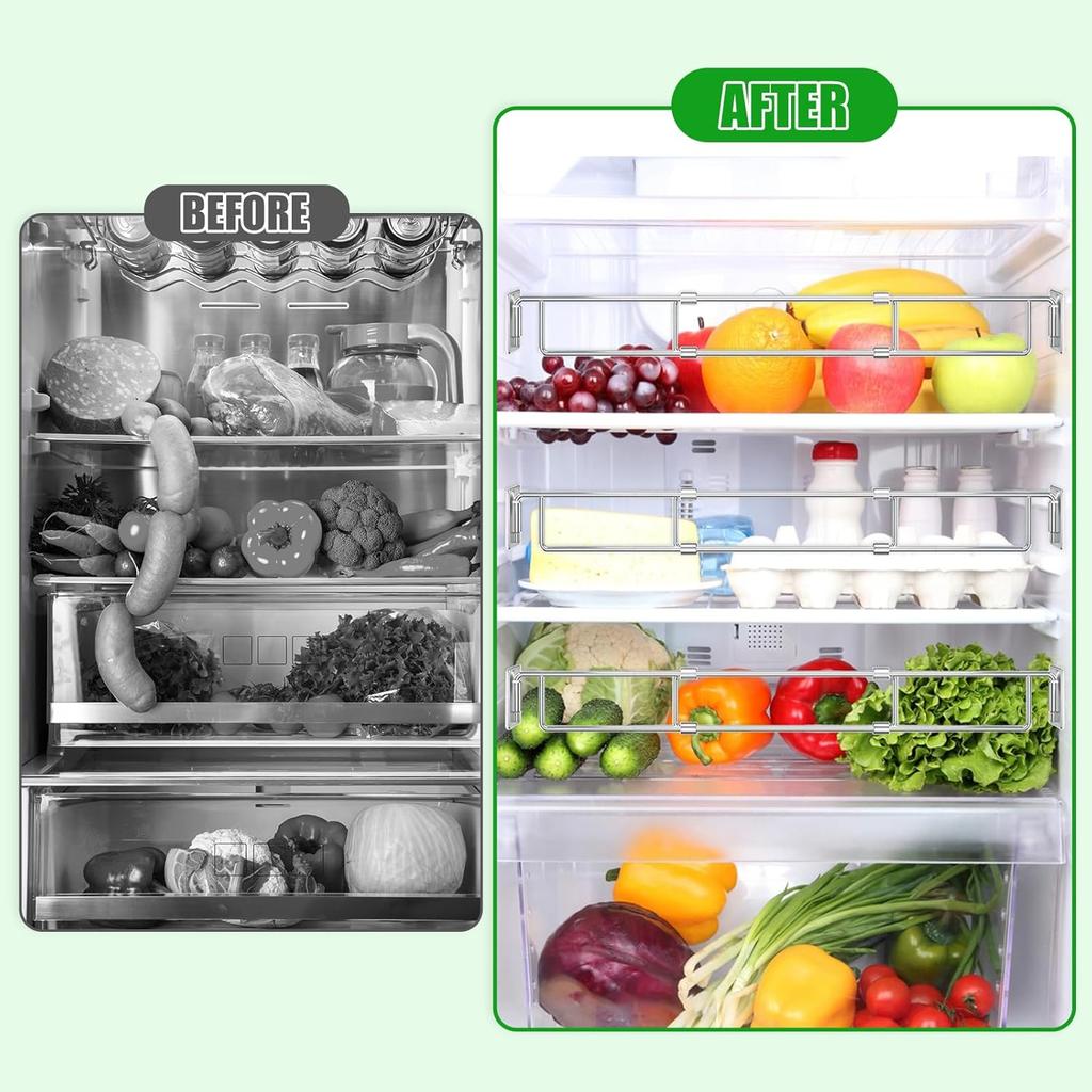 RV Refrigerator Tension Rods, 4 Pcs RV Fridge Bars Adjustable 14-25.6", RV Refrigerator Bars Fridge Accessories Stainless Steel Shelf Tension Rods
