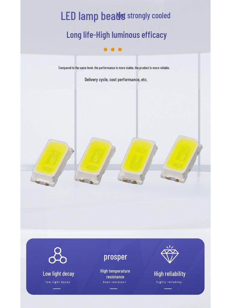 High-Efficiency Ultra-Bright 3014 White LED Light Beads, 0.1W, Surface Mount